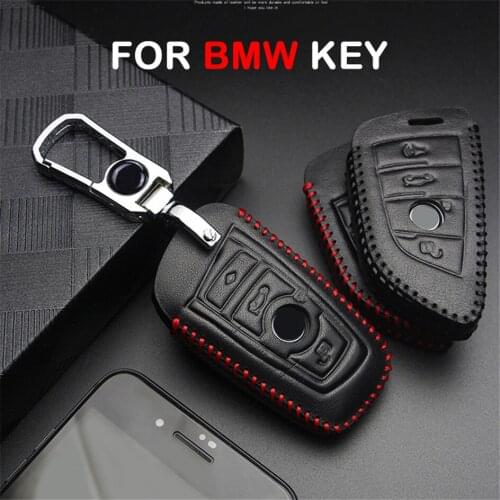 Metal Keyring Leather Car Key Cover For Bmw E46 E90 E60 F10 F30 E39 E36 F20 E92 E87 E70 E30 Car Keychain Car Accessories
