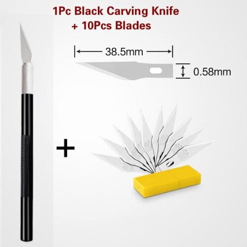 10pcs Blades Metal Wood Carving Knife Bushcraft Paper Cutter Knife Timberline Draw Art Craft Knife Tool Handles