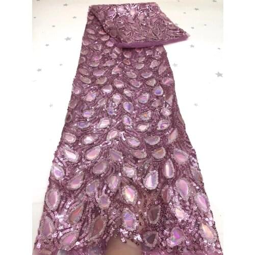 Fashion Sequined Lace Fabric 2021 High Quality African French Lace Fabric 5 Yards Nigeria Party Dress Fabric D4502