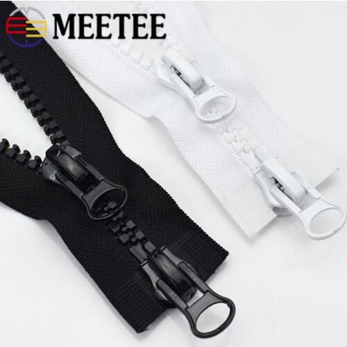 Meetee 2pcs 60-500cm 8# Double/Single Sliders Resin Zipper Open-End Auto Lock Zip DIY Down Jacket Tent Sewing Costume Accessory