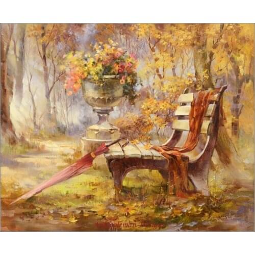 Embroidery Counted Cross Stitch Kits Needlework - Crafts 14 ct DMC Color DIY Arts Handmade Decor - Autumn At The Park