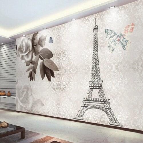 3D Wallpaper Custom 3d Mural Wallpaper Gray Pattern Vintage Iron Tower Wallpaper Mural Painting For Living Room 3D Wallpapers