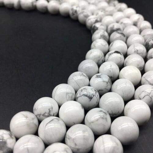 Natural Gem Stone White Howlite Turquoises Beads 4 mm 6 mm 8 10 12 MM Bracelet Fit Diy Charm Beads For Jewelry Making