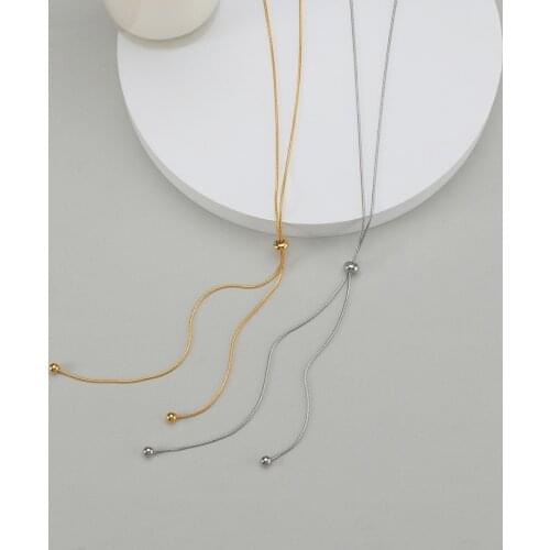 New 316L Stainless Steel Fashion Jewelry Minimalism Casual Elastic Buckle Twitch Stretch Charm Snake Bone Chain Necklace Gift