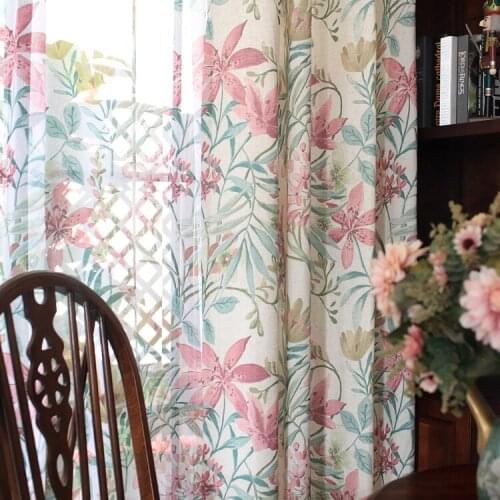 NEW American style curtain printed cotton linen curtain for living room bedroom wave window curtain home decoration curtain yarn