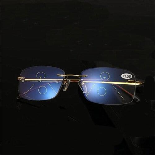 Lntelligent zoom Near and far dual-purpose mens reading glasses progressive multifocal womens anti-blue ray protection