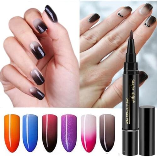 One Step Gel Pen Thermal Nail Gel Polish 3 In 1 Dawdler Pen Temperature Color Changing UV Gel Lacquer Manicure Nail Art Varnish