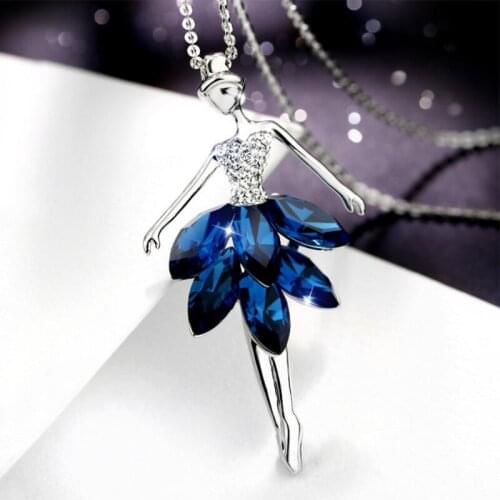 Sweater Necklace Long Pendant Ballet Girl Women Fashion Clothes Decoration Chain