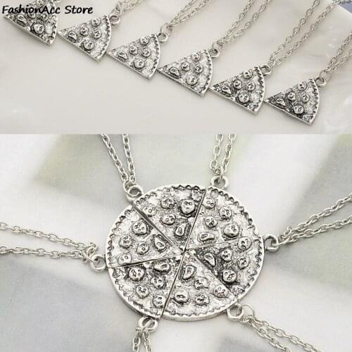 1pc Pizza Pendant Necklace Best Friend Friendship Lovers Family Crystal Necklace BFF Gift Food Jewelry Pizza