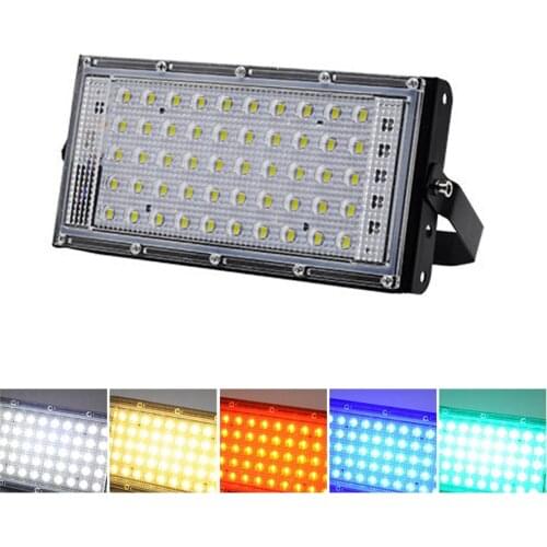 Led Flood Light 50W Spotlight Outdoor IP66 Waterproof AC220V RGB Colorful Flood Light Wall Reflector Lamp Street Garden Lighting