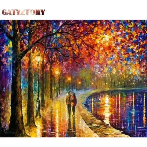 GATYZTORY Frame Diy Painting By Numbers Accompany Coloring By Numbers Handpainted Landscape Acrylic Canvas Paint Diy Arts