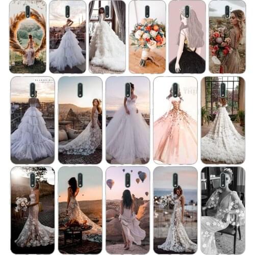 208FG Luxury Wedding Dress Girl gift Soft Silicone Tpu Cover phone Case for Nokia 2.1 2.3 3 3.1 4.2 5 5.1 Plus 7.2 6 8