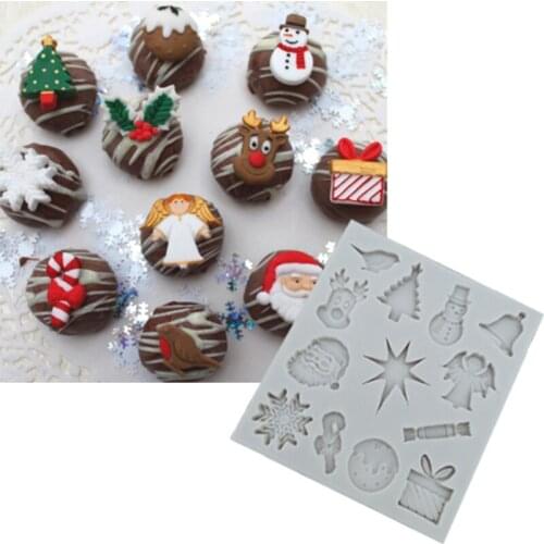 Christmas Embellishments Mold Fondant Cake Decor Tools Silicone Molds Sugarcrafts Chocolate Baking Tools for Cakes Gumpaste Form