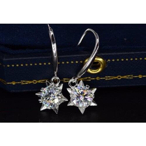 Inbeaut 925 Silver Excellent Cut 1 ct VVS1 Moissanite Star Drop Earrings Pass Diamond Test Moissanite Earrings Korean Jewelry