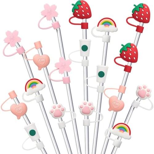 Silicone Straw Tips Cover Reusable Drinking Straw Tips Lids Drinking Dust Caps Portable Cup Accessories