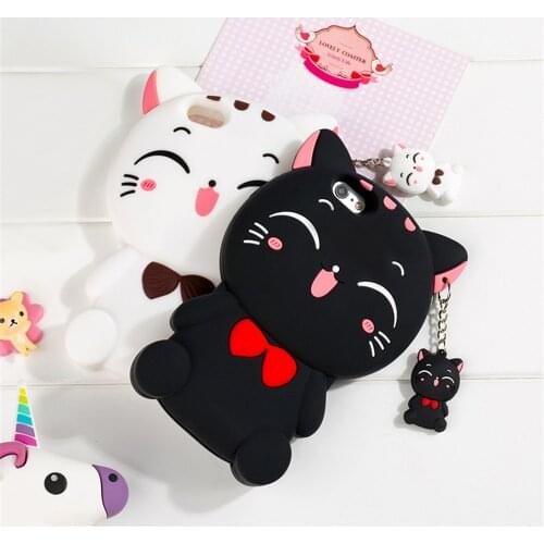 3D Cartoon Cute Lucky Cat Silicone Back Cover For iPhone 5 5s SE 5C 6 6s X XR Xs 11 Pro Max 7 8 Plus Touch5/6 Phone Cases Coque
