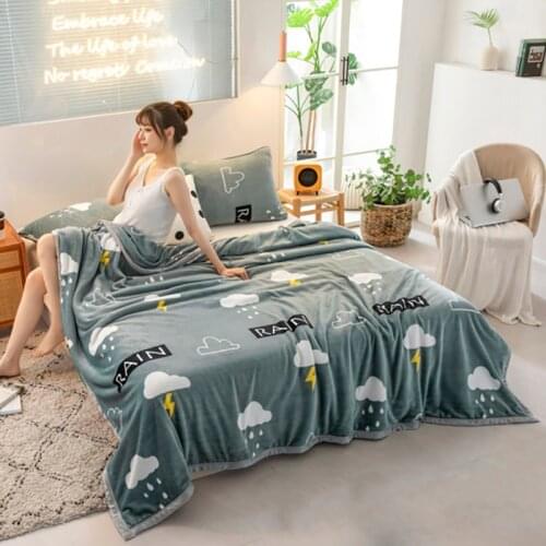 Clouds Sunny and Rainy Stripe Flannel Blanket Super Soft Bed Cover for Baby Kids Children Adult Birthday Gift