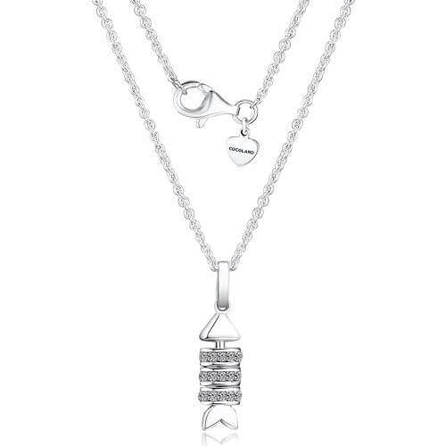 Sparkling Fish Bone Necklaces 100% 925 Sterling Silver Jewelry Free Shipping
