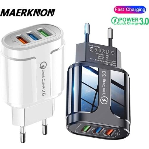 USB Charger Quick Charge 3.0 Universal Wall Mobile Phone Charger for iPhone Samsung Xiaomi Huawei 3 Port Fast Charging Adapter