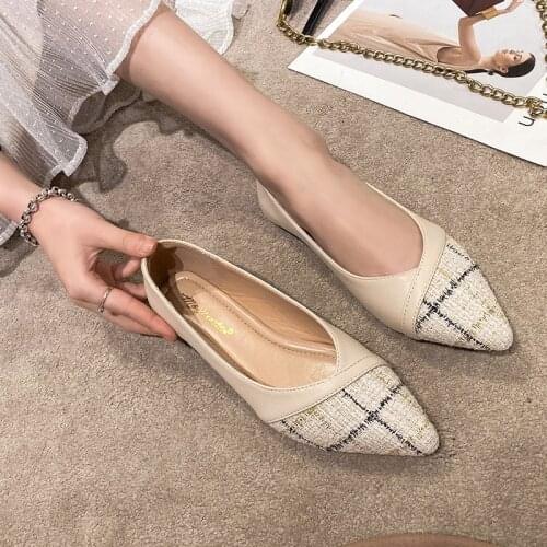 2020 new sprinf/summer flat shoes mixed color plaid mules 34-44 big size loafers leather patchwork knitting moccasins for women