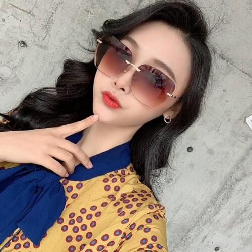 Custom Logo Gradient Punk Vintage Shades 2020 Rimless Sunglasses Womens Luxury