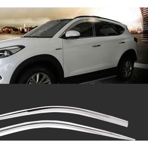 1 Set Brand New Chrome Side Vent Sun Shade Window Visors Rain Guard Deflectors For Hyundai Tucson 2015