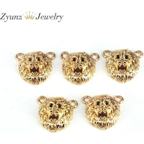 10PCS, Gold Color Lion Head Pendant/Charm, Lion Charm, Necklace Bracelet Charm Pendant