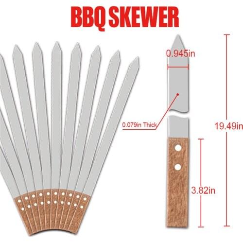 STAINLESS STEEL Heavy Duty Turkish Adana Kebab Skewers Kebob Flat Turkey Barbecue Grill BBQ Tools High quality 6pcs