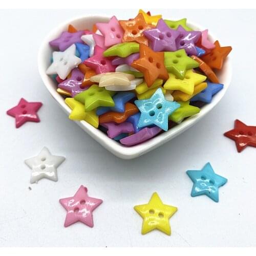 12-20mm Colours Five- Pointed Star with Two Eye Buttons Resin Sewing Buttons Diy Scrapbooking Multicolour