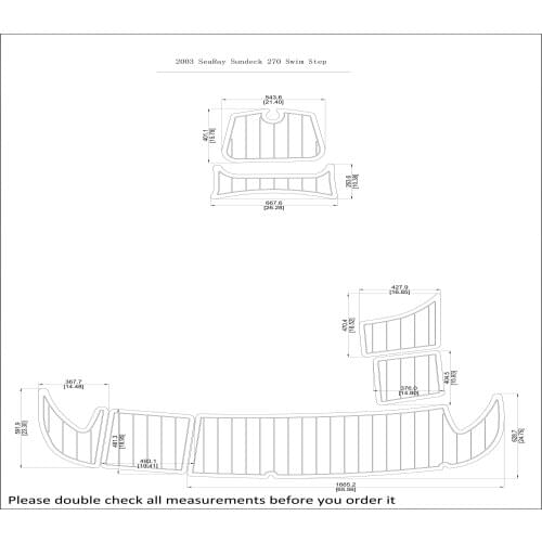 2003 SeaRay Sundeck 270 Swim Step Pad Boat EVA Teak Decking 1/4" 6mm