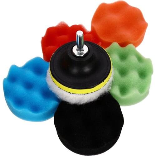 7pcs 3''/ 4''/ 6''/ 7'' Buffing Sponge Polishing Pad Hand Tool Kit For Car Polisher Polishing Compound