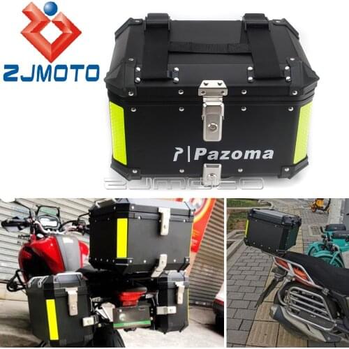 42L Aluminum Top Case Motorcycle Rear Luggage Tool Tail Box Waterproof Universal Black Trunk Lock Storage Carrier Quick-Release