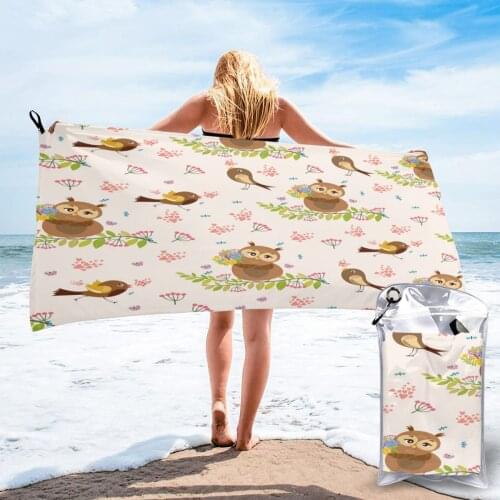 Wearable Bath Towel Cute Romantic With Owl Soft and Absorbent Unique Towel for Hotel Home Bathroom Gifts Women Bathrob