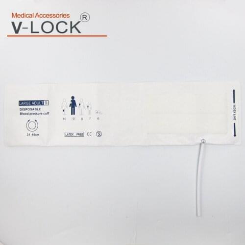 Disposable Large adult arm blood pressure cuff without bladder with one tube and Non woven fabric compsited PVC fabric