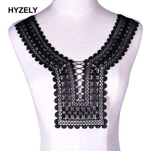 Black Embroidery Lace Fabric Neckline Collar Trim Lace Decor Fabric Evening Dress Appliques DIY Sewing