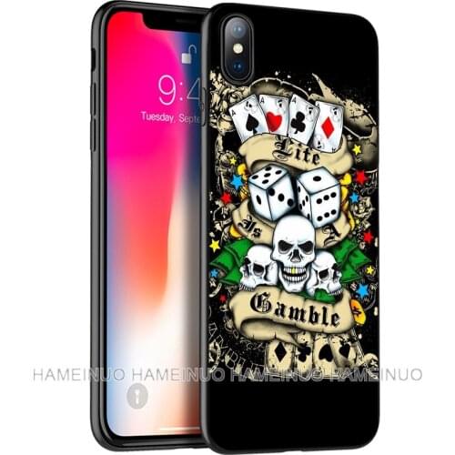 Black tpu case for iphone 5 5s se 6 6s 7 8 plus x 10 case silicone cover for iphone XR XS MAX case gambler Poker art