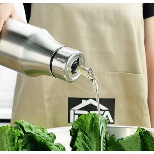 Oil & Vinegar Dispenser - Stainless Steel Olive Oil/Vinegar/Sauce Cruet,Essential Oil Bottle Edible Oil Container Pot,25 oz/750M