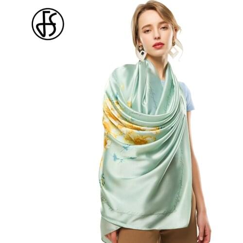 FS 2020 New Summer Luxury Silk Flower Print Scarf Soft Hijab Scarfs For Ladies Women Chiffon Multicolor Long Pashmina Shawl