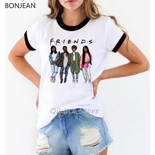 Letters Melanin print best friends tshirt women 90s hipster streetwear kawaii balck girls BFF friends tv show t shirt