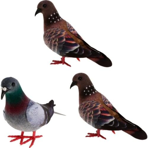 3x Artificial Foam Feather Random Color Doves Bird Craft Art Home Yard Decor, Vivid Cute Birds Statue