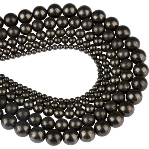 Chanfar High Quality Natural Pyrite Stone Round Beads For Jewelry Making DIY Bracelet Necklace 4/6/8/10/12mm Strand