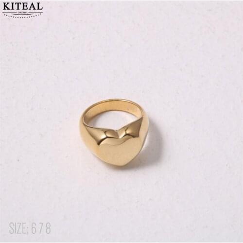 KITEAL 2020 trend large Gold Vermeil size 6 7 8 Perfume women ring Heart shape men ring Gift for her