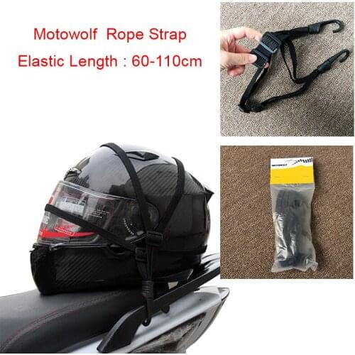 Motowolf Motorcycle Hooks Hold Down Fuel Tank Luggage Net Mesh Web Bungee Helmet Elastic Rope Strap Length 60-110cm