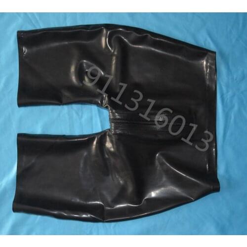 Handmade Men Rubber trousers latex shorts for men with 2 way crotch zippers long leg pants