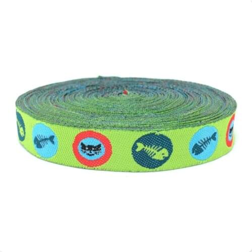 2014 NEW wholesale 1/2 '(13mmx10yards) 100% Polyester Woven Jacquard Ribbon with Cat and Fishbone for cat collars