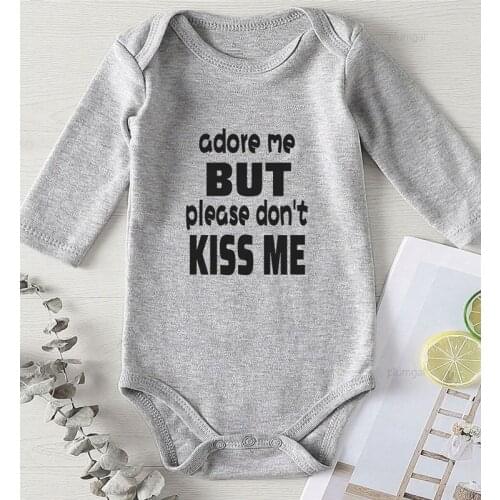 Baby Girls Clothes Winter Newborn Boy Fall Costume Print Kiss Me Kids Clothing Toddler Autumn Romper Cotton Jumpsuit for Babies