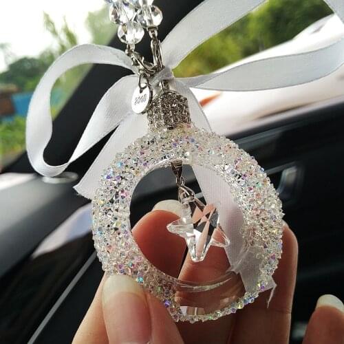 Crystal Stars Ornaments Car Pendant Christmas Decoration Rearview Mirror Car Styling Interior Birthday Present Gift For Girls