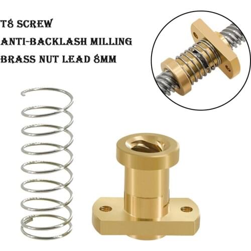 Anti - back lash TR8 lead screw brass nut for upgrade Ender 3 CR-10/Tornado and clone 3D printer anti backlash Spring Loaded Nut
