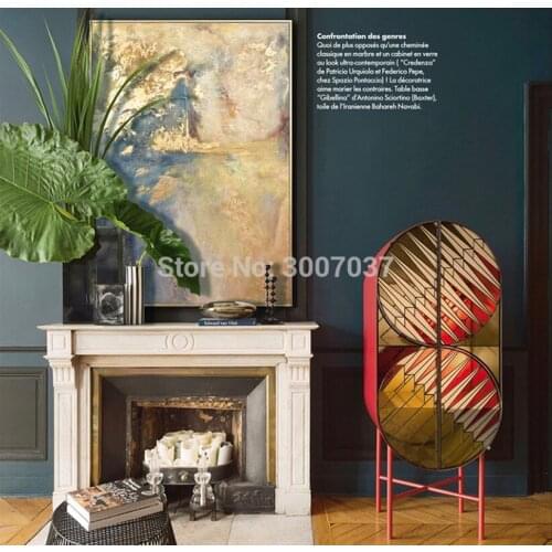 Hand-painted Oil Painting Abstract golden and blue Canvas Painting wall Pictures for Dining room home decor Wall art No Frame