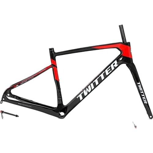 Twitter Gravel Road Bike Carbon Frame Disc 700C 45c Tires Cycling Frameset With Fork Thru Axle F12 X 100mm R12 X 142mm